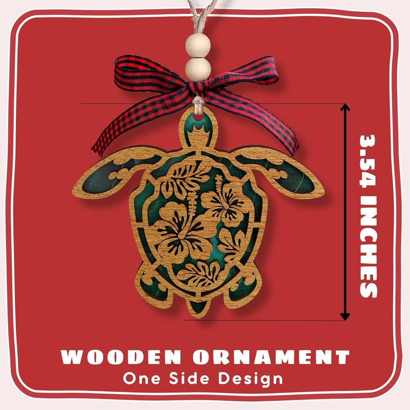 TEEBIM Turtle Ornaments - Beach Ornaments for Christmas Tree - Sea Turtle Christmas Ornament - Beach Themed Gifts, Gifts for Ocean Lovers - Wood Ornament 2025 & Story Card - Image 3